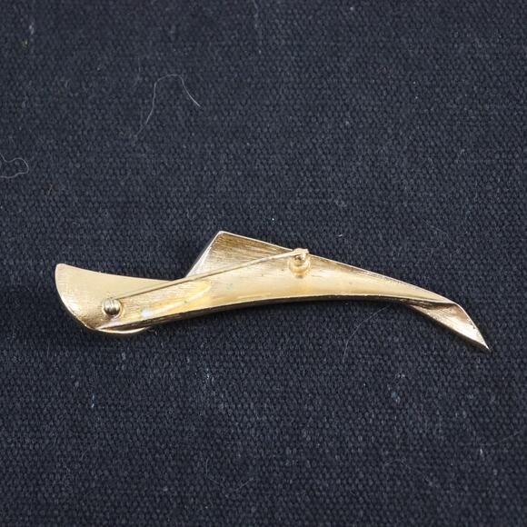 Vintage Trifari Gold Tone Abstract Modernist Brooch Pin Signed - Picture 2 of 3